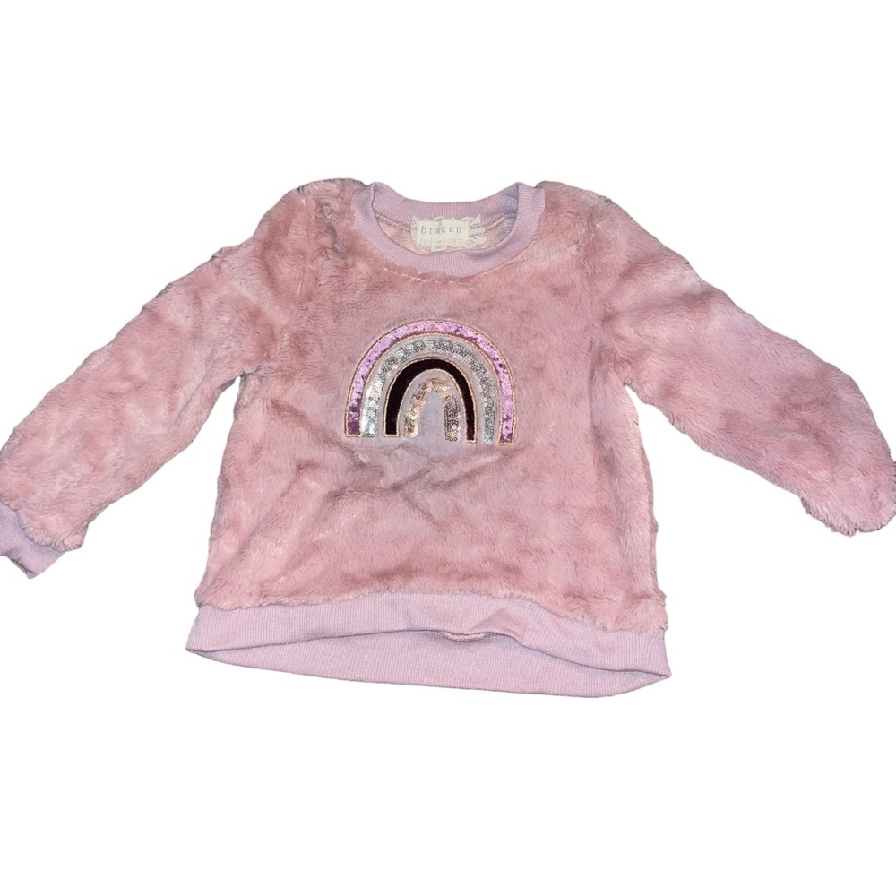 btween Toddler Girls Top Dusty Rose Sequin Rainbow Size 4T Super Soft Warm